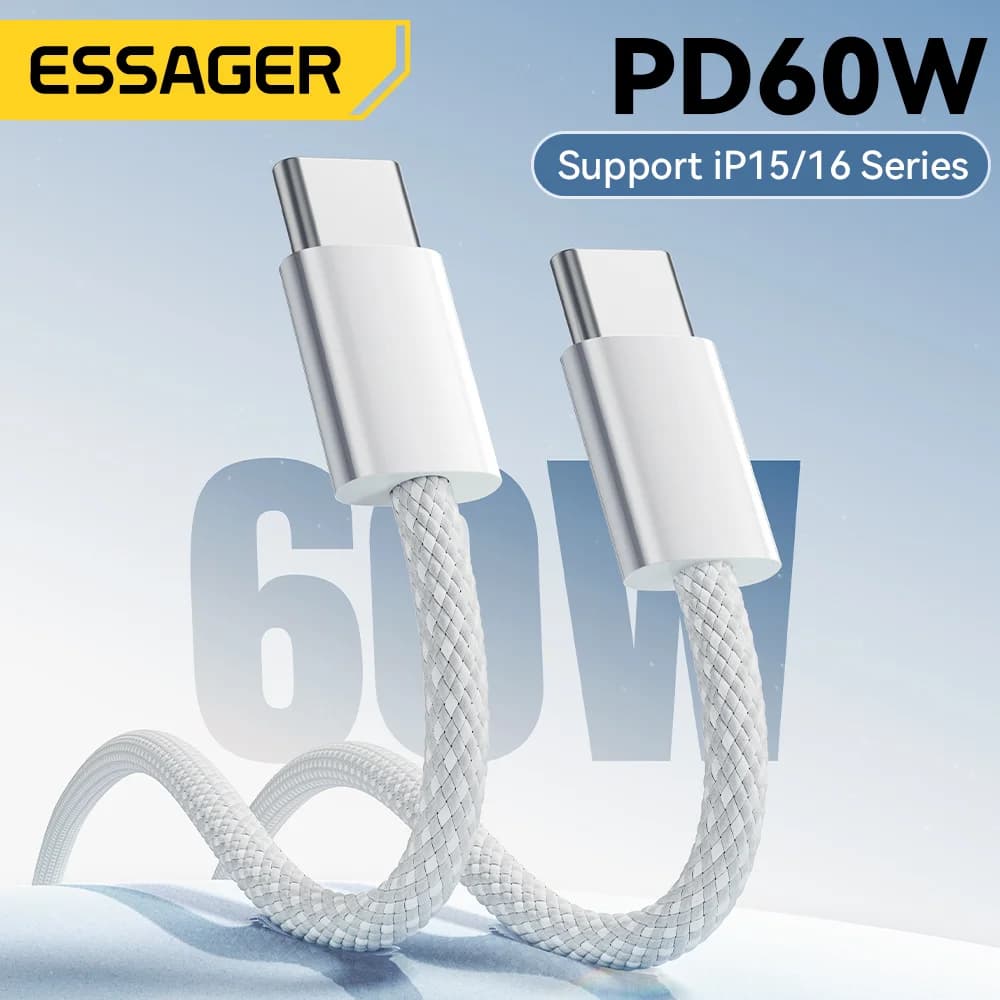 Kabel Data Pengecasan Pantas USB-C ke USB-C 60W