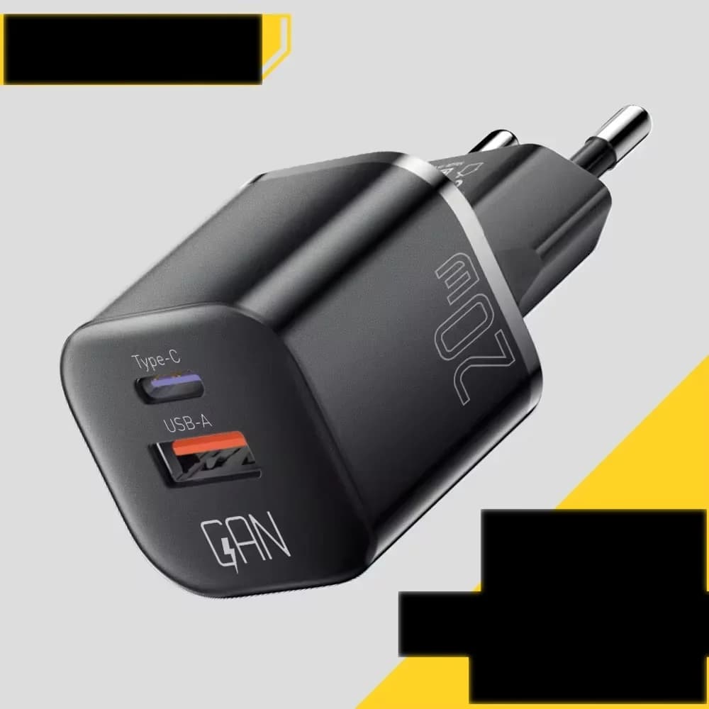 Pengecas Dinding Pantas GaN USB-C PD 20W
