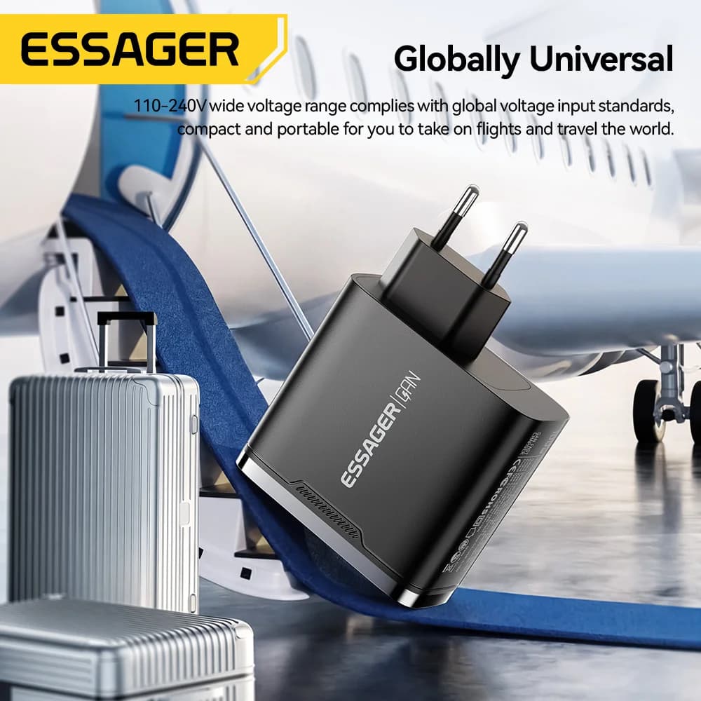 Pengecas USB-C GaN 100W dengan Paparan Digital