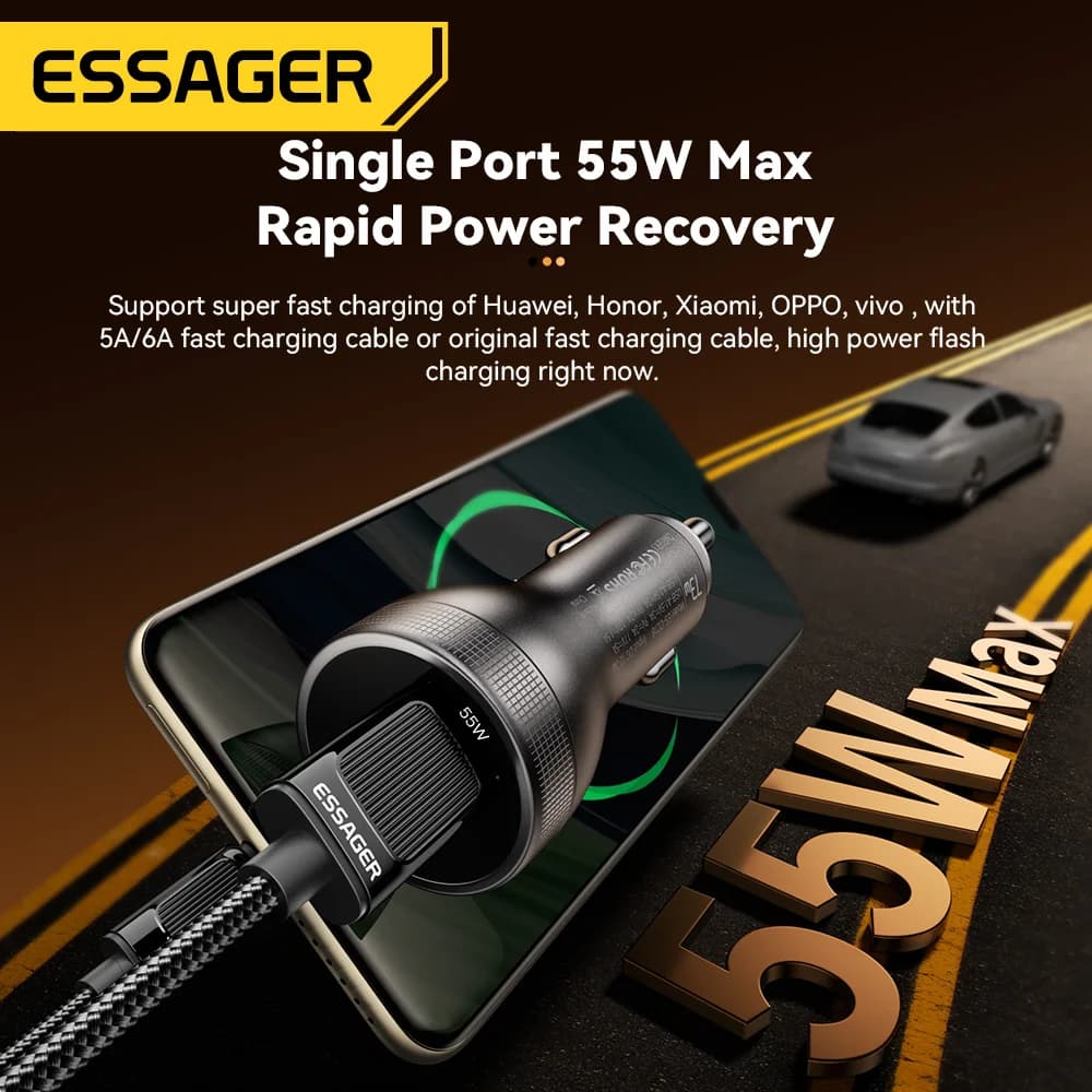 Pengecas Kereta USB-C 73W dengan Paparan Digital