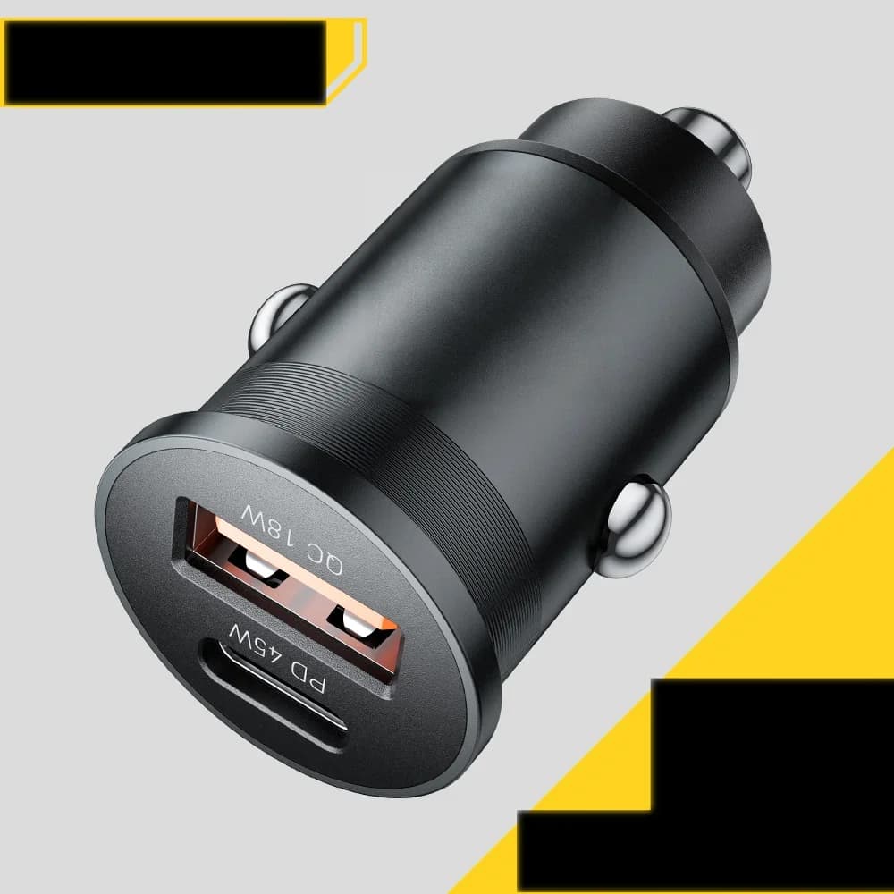 Pengecas Kereta Mini USB-C 45W, QC 3.0