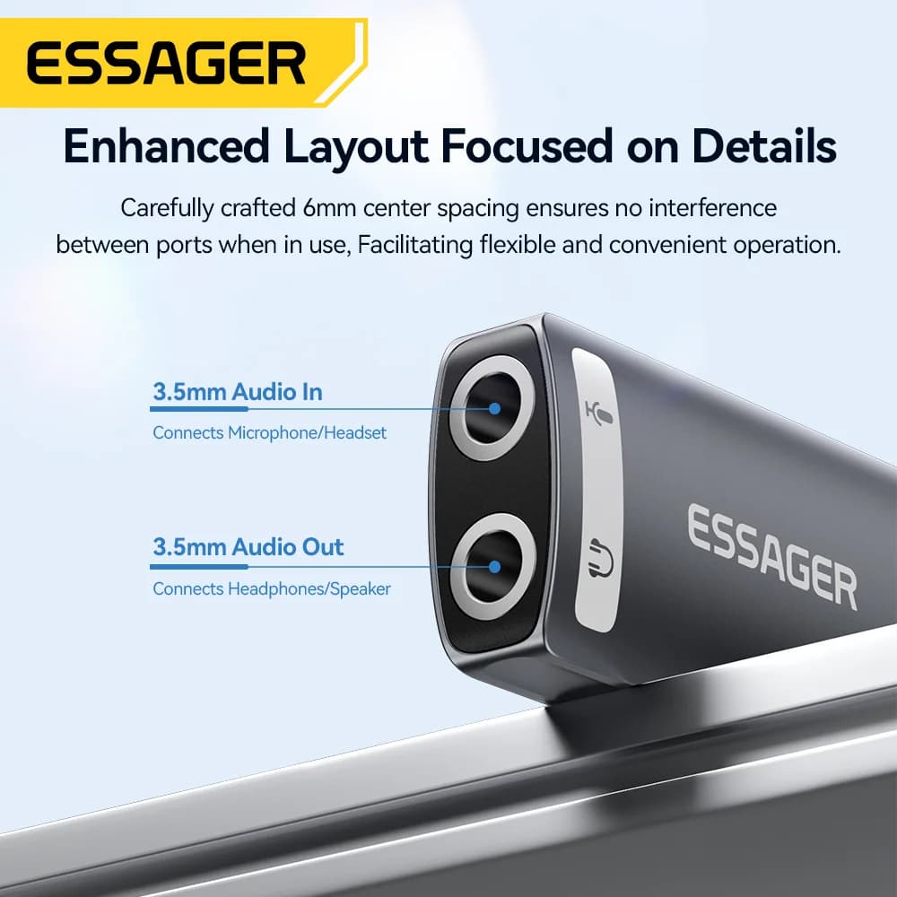 Kad Bunyi USB Luaran dengan Penyesuai Audio 3.5mm