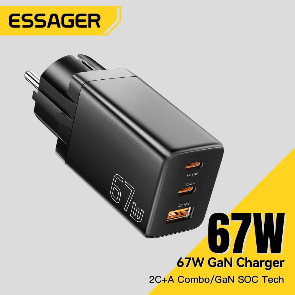 Pengecas GaN USB Type-C dengan Pilihan Palam EU/KR