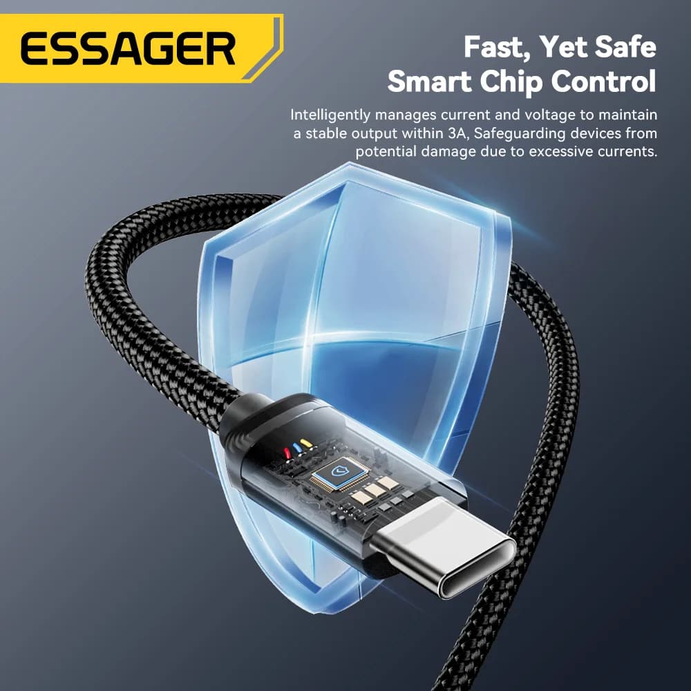 Kabel Data Pengecasan Pantas USB-A ke USB-C 3A