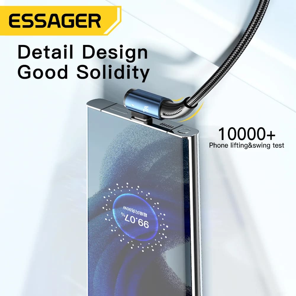 Kabel USB Type-C 7A dengan Sudut 90° dan Pengecasan 100W