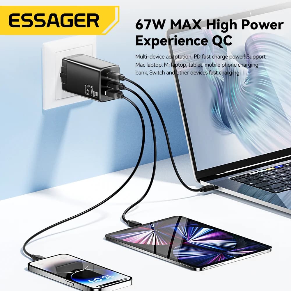 Pengecas GaN USB Type-C dengan Pilihan Palam EU/KR