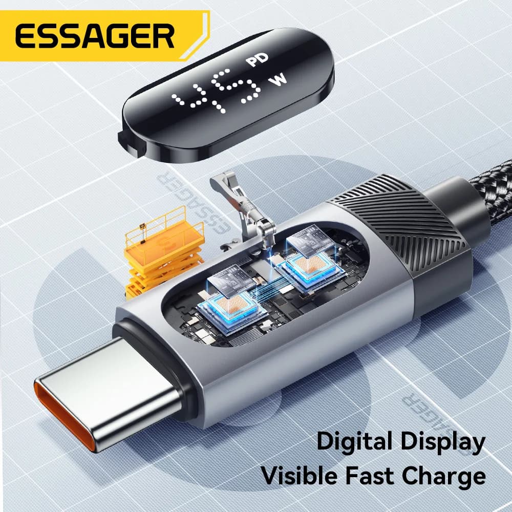 Pengecas Kereta 108W dengan USB-C, USB-A dan Kabel Spring